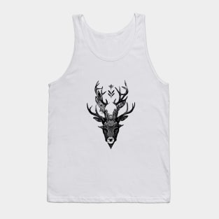 Stag Deer Wild Animal Nature Illustration Art Tattoo Tank Top